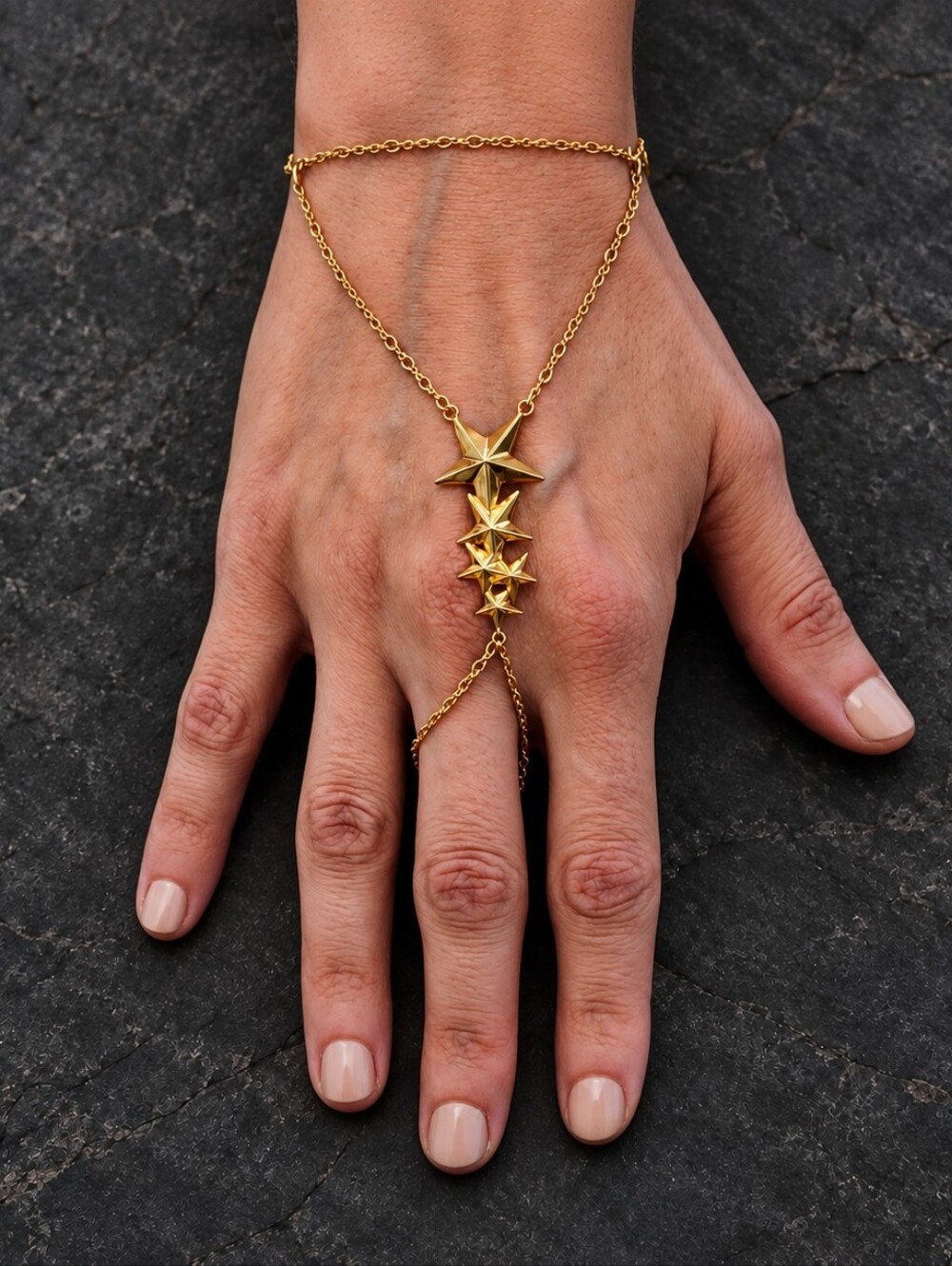 Pamela Love Stardust Gold Hand Chain Bracelet And Connected Ring